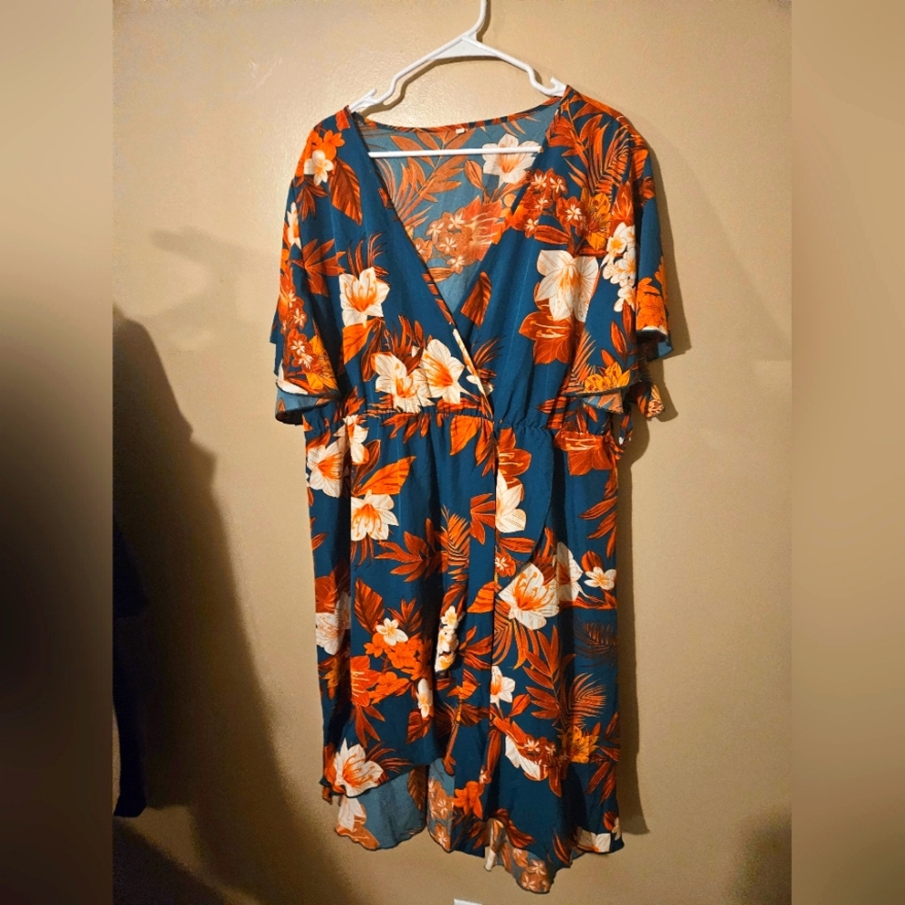 Teal Hawaiian Vacation Dress